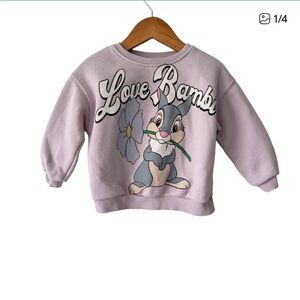 Zara x Disney Kids Lilac Thumper Love Bambi Crew Sweatshirt 12-18 months